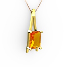 Şovale Kolye - Sitrin 8 ayar altın kolye (40 cm gümüş rolo zincir) #fuy620