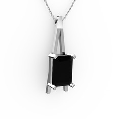 Şovale Kolye - Siyah zirkon 925 ayar gümüş kolye (40 cm gümüş rolo zincir) #lcrcp7