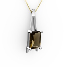 Dumanlı kuvars 925 ayar gümüş kolye (40 cm gümüş rolo zincir)