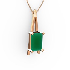 Şovale Kolye - Kök zümrüt 18 ayar rose altın kolye (40 cm rose altın rolo zincir) #qwbrwr