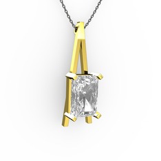 Swarovski 18 ayar altın kolye (40 cm gümüş rolo zincir)