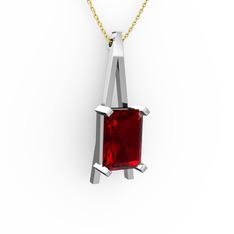 Garnet 925 ayar gümüş kolye (40 cm altın rolo zincir)
