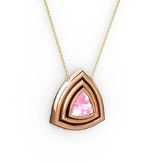 Pembe kuvars 925 ayar rose altın kaplama gümüş kolye (40 cm altın rolo zincir)