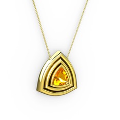 Pralia Kolye - Sitrin 8 ayar altın kolye (40 cm altın rolo zincir) #1e4r0g