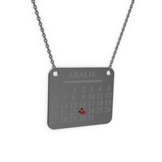 Takvim Kolye - Garnet 925 ayar siyah rodyum kaplama gümüş kolye (40 cm gümüş rolo zincir) #11h08qd