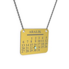 Akuamarin 8 ayar altın kolye (40 cm gümüş rolo zincir)