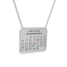 Takvim Kolye - Akuamarin 925 ayar gümüş kolye (40 cm beyaz altın rolo zincir) #1d7mau9