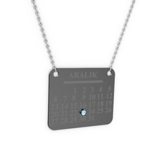 Takvim Kolye - Akuamarin 925 ayar siyah rodyum kaplama gümüş kolye (40 cm gümüş rolo zincir) #1pk1yj8