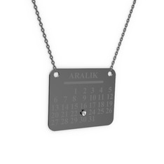 Takvim Kolye - Swarovski 925 ayar siyah rodyum kaplama gümüş kolye (40 cm gümüş rolo zincir) #1tqjpur