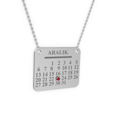Takvim Kolye - Garnet 8 ayar beyaz altın kolye (40 cm gümüş rolo zincir) #7upg5x