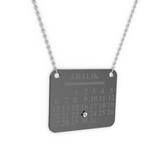 Takvim Kolye - Swarovski 925 ayar siyah rodyum kaplama gümüş kolye (40 cm gümüş rolo zincir) #da0s38