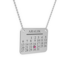 Takvim Kolye - Rodolit garnet 8 ayar beyaz altın kolye (40 cm beyaz altın rolo zincir) #dvqb6f