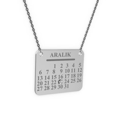Pırlanta 18 ayar beyaz altın kolye (0.036 karat, 40 cm gümüş rolo zincir)