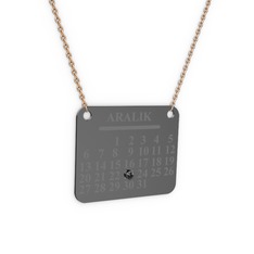Takvim Kolye - Siyah zirkon 925 ayar siyah rodyum kaplama gümüş kolye (40 cm gümüş rolo zincir) #lm3e64