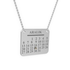 Dumanlı kuvars 18 ayar beyaz altın kolye (40 cm gümüş rolo zincir)