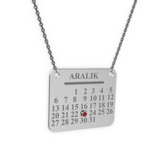 Takvim Kolye - Garnet 18 ayar beyaz altın kolye (40 cm gümüş rolo zincir) #qdby9n