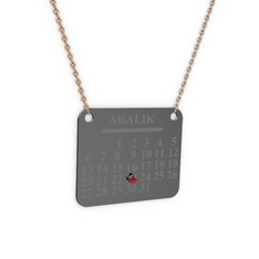 Takvim Kolye - Garnet 925 ayar siyah rodyum kaplama gümüş kolye (40 cm gümüş rolo zincir) #qnjste