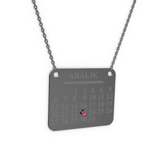 Rodolit garnet 925 ayar siyah rodyum kaplama gümüş kolye (40 cm gümüş rolo zincir)