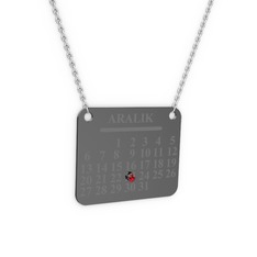 Takvim Kolye - Garnet 925 ayar siyah rodyum kaplama gümüş kolye (40 cm beyaz altın rolo zincir) #wk7ljh