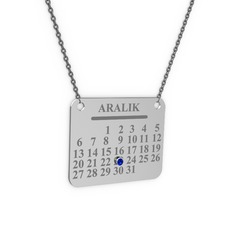 Takvim Kolye - Lab safir 8 ayar beyaz altın kolye (40 cm gümüş rolo zincir) #x2we1p