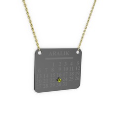 Takvim Kolye - Peridot 925 ayar siyah rodyum kaplama gümüş kolye (40 cm gümüş rolo zincir) #zypxs5