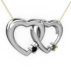 Siyah zirkon ve peridot 925 ayar gümüş kolye (40 cm altın rolo zincir)