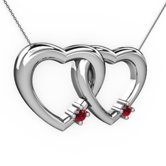 Garnet 18 ayar beyaz altın kolye (40 cm gümüş rolo zincir)