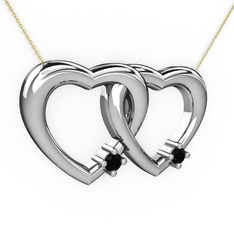 Siyah zirkon 925 ayar gümüş kolye (40 cm altın rolo zincir)