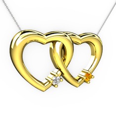 Swarovski ve sitrin 18 ayar altın kolye (40 cm beyaz altın rolo zincir)