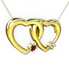 Rodolit garnet ve swarovski 14 ayar altın kolye (40 cm altın rolo zincir)