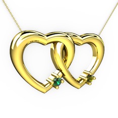 Yeşil kuvars ve peridot 18 ayar altın kolye (40 cm altın rolo zincir)