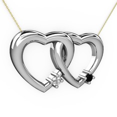 Swarovski ve siyah zirkon 8 ayar beyaz altın kolye (40 cm altın rolo zincir)