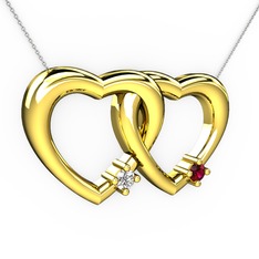 Pırlanta ve rodolit garnet 18 ayar altın kolye (0.036 karat, 40 cm beyaz altın rolo zincir)