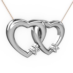 Pırlanta ve beyaz zirkon 8 ayar beyaz altın kolye (0.036 karat, 40 cm gümüş rolo zincir)