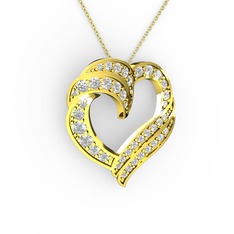 Kalp Kolye - Beyaz zirkon 14 ayar altın kolye (40 cm altın rolo zincir) #12cxcnz