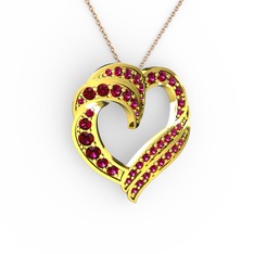 Rodolit garnet 14 ayar altın kolye (40 cm rose altın rolo zincir)