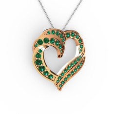 Kalp Kolye - Yeşil kuvars 18 ayar rose altın kolye (40 cm beyaz altın rolo zincir) #166or11