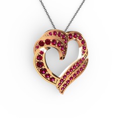 Rodolit garnet 925 ayar rose altın kaplama gümüş kolye (40 cm gümüş rolo zincir)