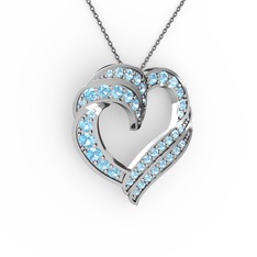 Akuamarin 925 ayar gümüş kolye (40 cm gümüş rolo zincir)