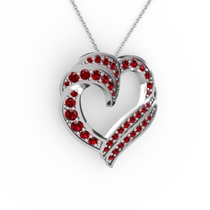 Garnet 14 ayar beyaz altın kolye (40 cm gümüş rolo zincir)
