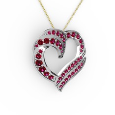 Rodolit garnet 8 ayar beyaz altın kolye (40 cm gümüş rolo zincir)