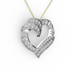 Kalp Kolye - Swarovski 14 ayar beyaz altın kolye (40 cm altın rolo zincir) #1jzj5gc