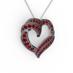 Garnet 925 ayar siyah rodyum kaplama gümüş kolye (40 cm gümüş rolo zincir)