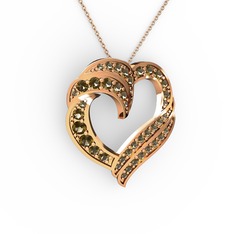 Kalp Kolye - Dumanlı kuvars 8 ayar rose altın kolye (40 cm rose altın rolo zincir) #1qbki9h