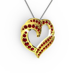 Garnet 14 ayar altın kolye (40 cm gümüş rolo zincir)