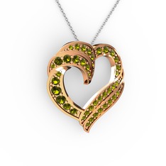 Peridot 14 ayar rose altın kolye (40 cm beyaz altın rolo zincir)