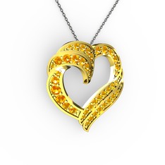 Kalp Kolye - Sitrin 8 ayar altın kolye (40 cm gümüş rolo zincir) #1vdvy3u