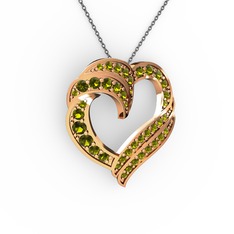 Peridot 8 ayar rose altın kolye (40 cm gümüş rolo zincir)