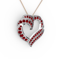 Garnet 8 ayar beyaz altın kolye (40 cm rose altın rolo zincir)