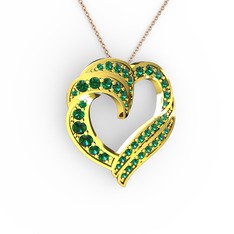 Kalp Kolye - Yeşil kuvars 14 ayar altın kolye (40 cm rose altın rolo zincir) #ghlhb